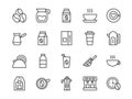 Coffee and tea cup line icons. Hot drink. Food cafe. Outline strokes. Machine for caffeine beverage in mug. Shop bag Royalty Free Stock Photo