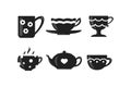 Coffee and tea cup set. Teatime mug vector icons in cartoon style. Royalty Free Stock Photo