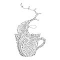 Coffee / tea cup tangled illustration for adult coloring books Royalty Free Stock Photo