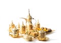 Coffee tea cups golden decoration Oriental hospitality