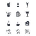 Coffee, tea icons. Alcohol drinks signs. Royalty Free Stock Photo