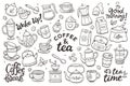 Coffee and tea isolated doodle cliparts