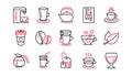 Coffee and Tea line icons. Cappuccino, Teapot and Coffeepot. Linear icon set. Vector