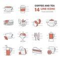 Coffee and tea line icons set for web and mobile design