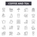 Coffee and tea line icons, signs, vector set, outline illustration concept Royalty Free Stock Photo