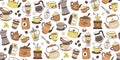 Coffee and tea seamless pattern Royalty Free Stock Photo