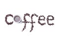 Coffee text from coffee beans