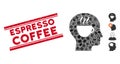 Coffee Thinking Mosaic and Distress Espresso Coffee Stamp Seal with Lines