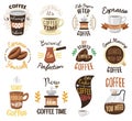 Coffee time badges vector set.