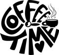 Coffee time cafe text phrase monochrome vector