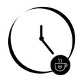 Coffee time, clock, watch icon. Concept of UI design elements. Digital countdown app, user interface kit, mobile clock interface. Royalty Free Stock Photo