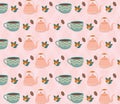 Coffee time, coffee cup teapots beans food beverage background