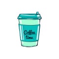 Coffee time, cup hand-drawn illustration Royalty Free Stock Photo