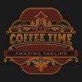 Coffee time frame vintage retro vector illustration