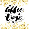 Coffee Time Gold Lettering Calligraphy Phrase Vector Text
