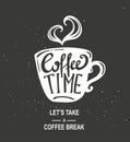 Coffee Time Hipster Vintage Stylized Coffee Paper Cup With Lettering On Chalkboard Background Royalty Free Stock Photo