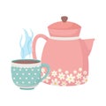 Coffee time, kettle and cup porcelain fresh aroma beverage