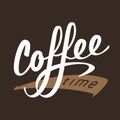 Coffee time lettering logo sign letters vector illustration Royalty Free Stock Photo
