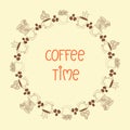 Coffee time round frame. Royalty Free Stock Photo