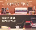 Coffee Time Two Horizontal Banners Royalty Free Stock Photo