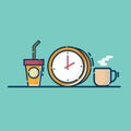 Coffee time vector flat design Royalty Free Stock Photo