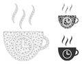 Coffee Time Vector Mesh Network Model and Triangle Mosaic Icon