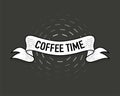 Coffee time vintage ribbon on white background. Vector banner. Vintage style Royalty Free Stock Photo