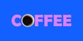 Coffee time. Word with cup with black coffee isolated over blue background. Contemporary art collage. Poster. Drink Royalty Free Stock Photo