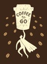 Coffee to go cartoon illustration