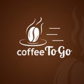 Coffee to go. Coffee bean. Hot drink. Cafeteria icon. Hot coffee cup. Golden coffee beans. Fresh coffee drink. Roasted coffee bean