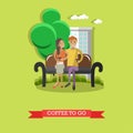 Coffee to go concept vector illustration in flat style. Royalty Free Stock Photo