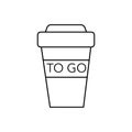 Coffee to go cup vector line icon, sign, illustration on background, editable strokes Royalty Free Stock Photo
