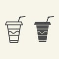 Coffee to go line and glyph icon. Drink to go vector illustration isolated on white. Takeaway cup outline style design Royalty Free Stock Photo