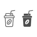 Coffee to go line and glyph icon. Coffee takeaway vector illustration isolated on white. Coffee in paper cup outline Royalty Free Stock Photo