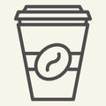 Coffee to go line icon. Disposable cup vector illustration isolated on white. Coffe takeaway outline style design Royalty Free Stock Photo