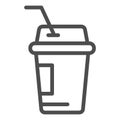 Coffee to go line icon. Iced coffee vector illustration isolated on white. Coffee in paper cup outline style design Royalty Free Stock Photo