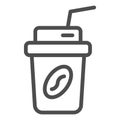 Coffee to go line icon. Coffee takeaway vector illustration isolated on white. Coffee in paper cup outline style design Royalty Free Stock Photo