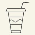 Coffee to go thin line icon. Drink to go vector illustration isolated on white. Takeaway cup outline style design Royalty Free Stock Photo