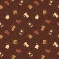 Coffee Tools Equipment Cafe Seamless Pattern Repeatable Background