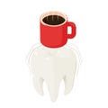 Coffee on tooth icon, isometric style