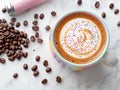 Coffee with a Touch of Magic, A Delightful Latte with Colorful Sprinkles Royalty Free Stock Photo