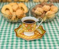 Coffee in a traditional porcelain cup and biscuits Royalty Free Stock Photo
