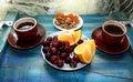 Coffee on the tray vegetarian Breakfast