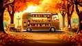 Coffee truck in park autumn season