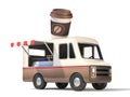 Coffee truck, take away coffee, 3d rendering