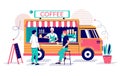 Coffee truck vector concept for web banner, website page