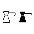 Coffee turk line and glyph icon. Coffee pot vector illustration isolated on white. Utensil outline style design Royalty Free Stock Photo