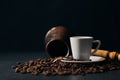 Coffee. Turkish coffee. Armenian Turkish coffee. Cezve and cup o Royalty Free Stock Photo