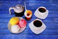 coffee and Turkish delights on the table Royalty Free Stock Photo