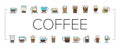 Coffee Types Energy Morning Drink Icons Set Vector .